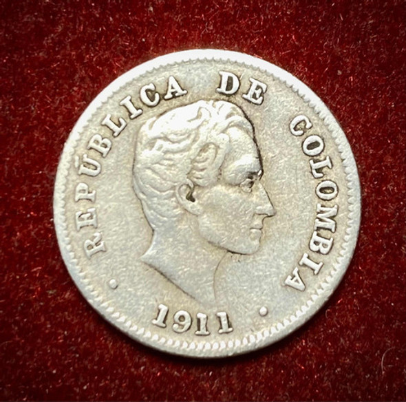 Moneda 10 Centavos Colombia 1911 Km 196.1 Plata 0.900 0