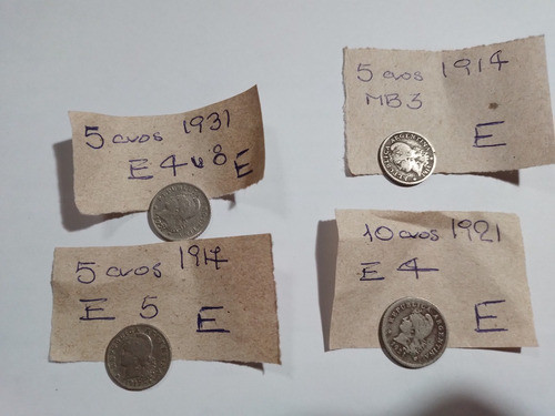 Lote 4 Antiguas Monedas Argentinas Lote E 1914 1917 Y Otras 0