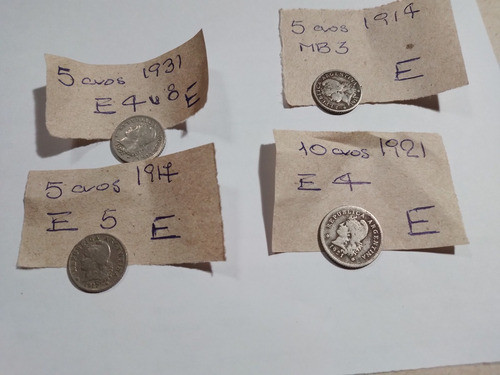 Lote 4 Antiguas Monedas Argentinas Lote E 1914 1917 Y Otras 1