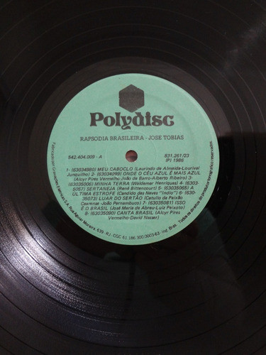 Disco Vinil Lp  Rapsódia Brasileira José Tobias 1