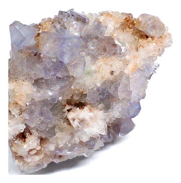 Fluorita Cúbica Celeste En Druza De Cuarzo - Piedra 0