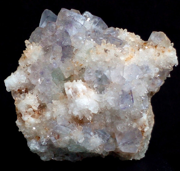 Fluorita Cúbica Celeste En Druza De Cuarzo - Piedra 1