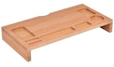 Casa Bambú Monitor Stand Vertical Almacenamiento Computadora 1
