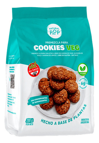 Premezcla Cookies Veganas Galletitas Sin Gluten Natural Pop 0