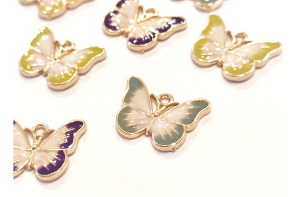 Pack X 9 Dijes Mariposa Esmaltados Artesanias Bijouterie 1