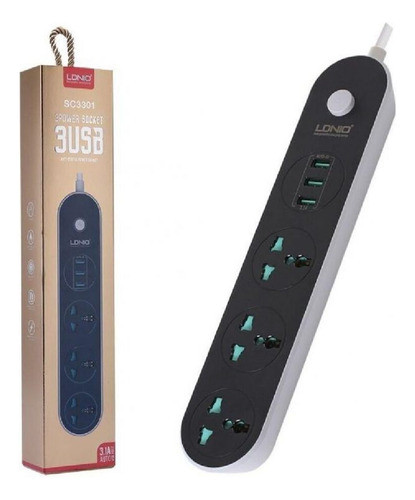 Zapatilla 3 Enchufes 2500w + 3 Puertos Usb 3.1a Ldnio 0