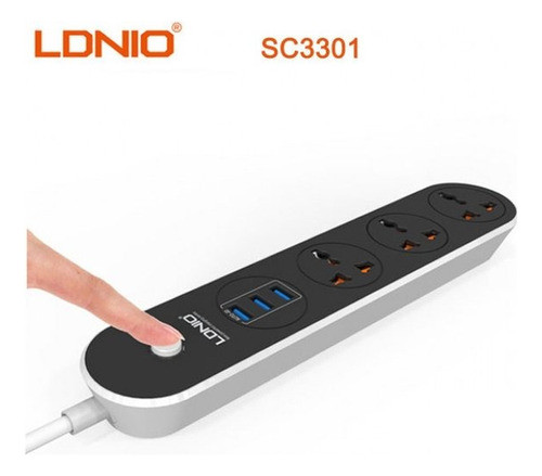 Zapatilla 3 Enchufes 2500w + 3 Puertos Usb 3.1a Ldnio 1