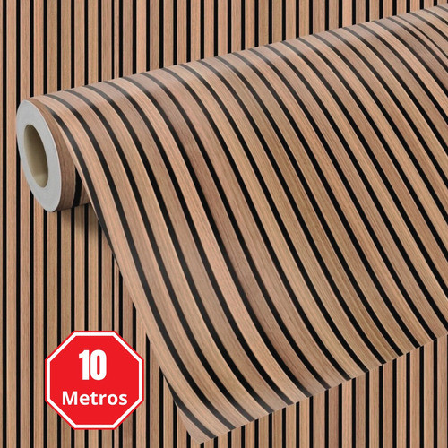 Papel De Parede Madeira Adesivo Ripado 10 Metros Lavável 3d 0