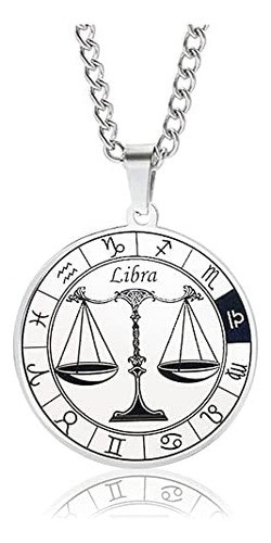 Collar De Constelación Del Zodiaco Libra, Disco Redondo De Y 0