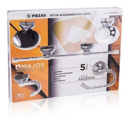 Juego Set Accesorios Baño 5 Piezas Argenta Majos Bronce 1