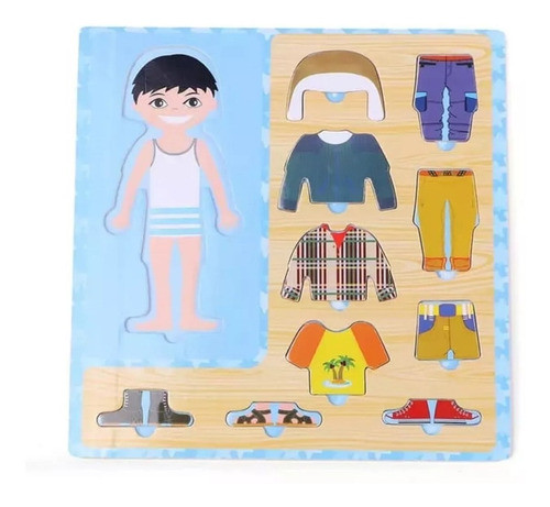 Rompecabezas De Madera Didactico Cambio Ropa Infantil Niños 0