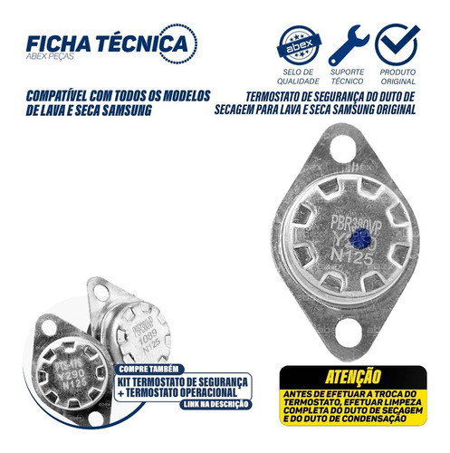 Termostato De Segurança Duto De Secagem Lava E Seca Samsung 1
