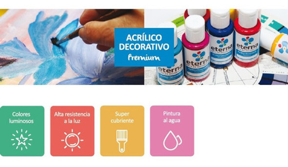 Set Decorativo Eterna 7 Acrilicos + 2 Barniz + Estuche 1