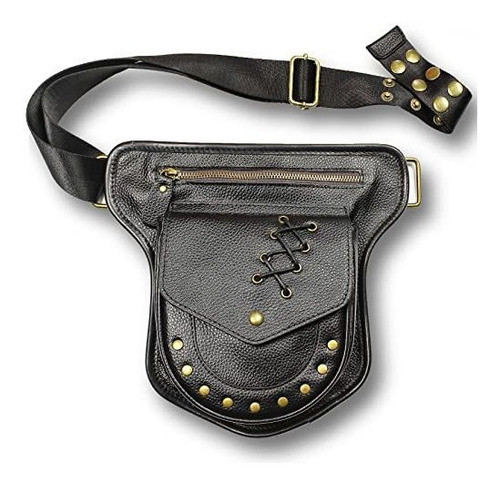 Riñonera Cartera De Cintura Ajustable Cuero Negro 0