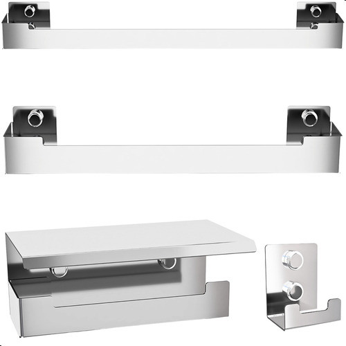 Kit Acessórios Para Banheiro Inox 4 Peças ELG 0