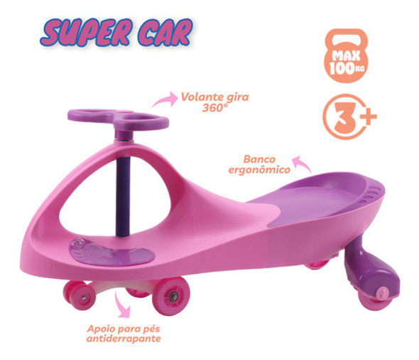 Carrinho Gira Gira Para Meninas Rosa 100kg Divertido Unitoys 1