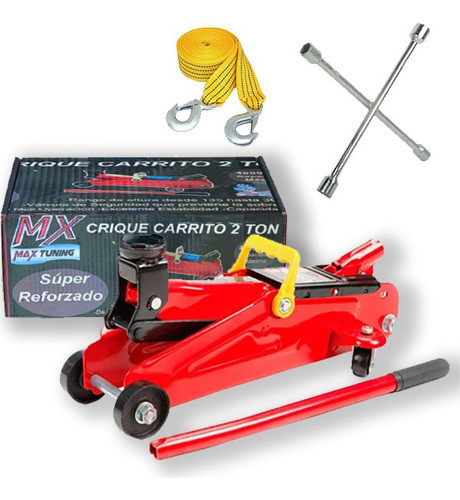Crique Gato Hidraulico Carrito Auto 2tn + Cinta + Llave Cruz 0