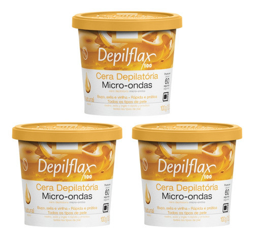 Depilatorio Depilflax 100g Micro Ondas Natural - Kit C/ 3un 0