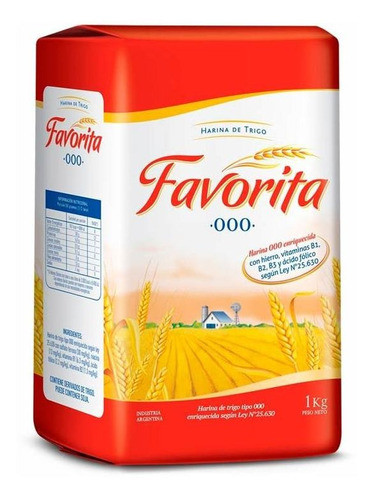 Pack X 18 Unid. Harina   000  1 Kg Favorita Harinas De Trig 0