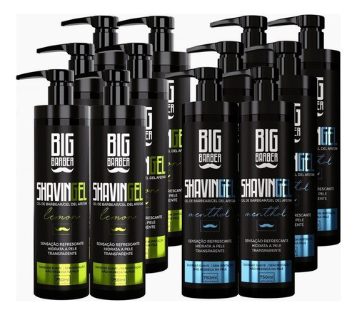 Kit Shaving Gel Big Barber Limão + Menthol Atacado 12 Unidad 0
