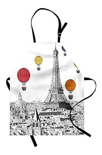 Delantal De Ambesonne Paris Torre Eiffel En Escala De Grise 0