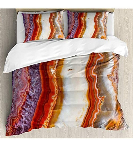 Juego De Funda Nórdica Con Estampado De Mármol Por Ambesonne 0