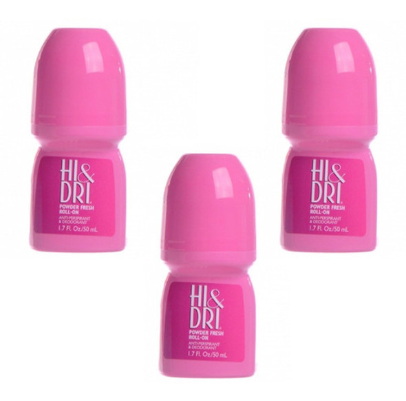 Hi & Dri Powder Fresh - Desodorante Rosa 50ml Kit 3 Unidades 0