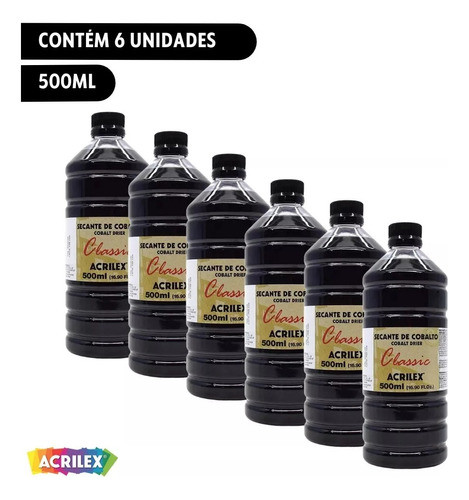 Kit C/6 Secantes De Cobalto Classic 500ml Acrilex 1
