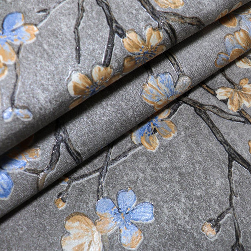 Papel De Parede Flores Cinza 53 X 1000 Cm Arranjo 1