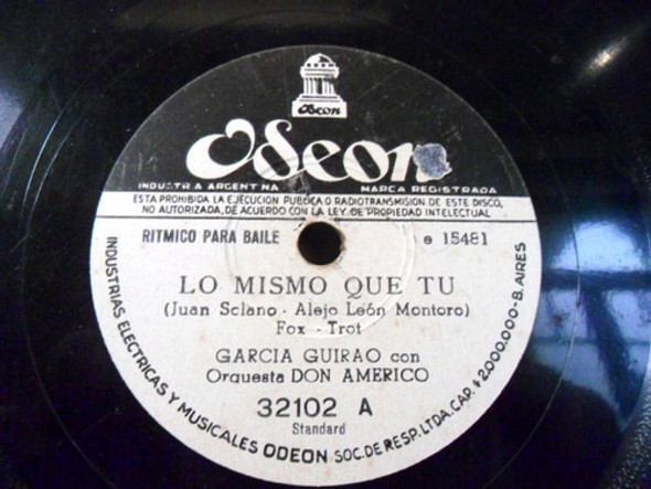 Garcia Guirao, Lo Mismo Que Tu + Manolete Disco Pasta 1