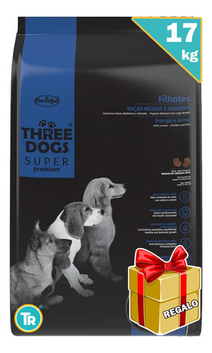 Three Dogs Super Premium Cachorros 17 Kg 0