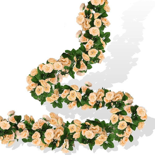 3 Guirnaldas De Flores Colgantes Artificiales - Champan. 0