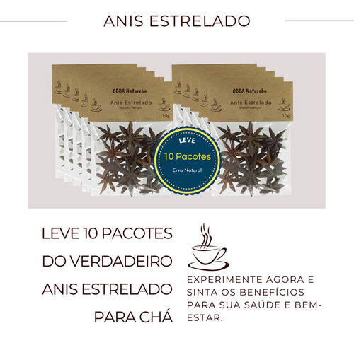 10 Chás Anis Estrelado Verdadeiro Funcho-da-china 100%puro 1
