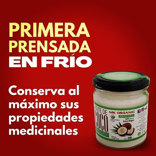 Aceite De Coco Extra Virgen 360cc Mk Organic Natural 1