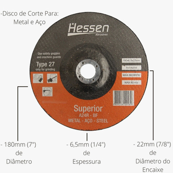 Disco De Desbaste 180 X 6.5 X 22.2 Mm 1