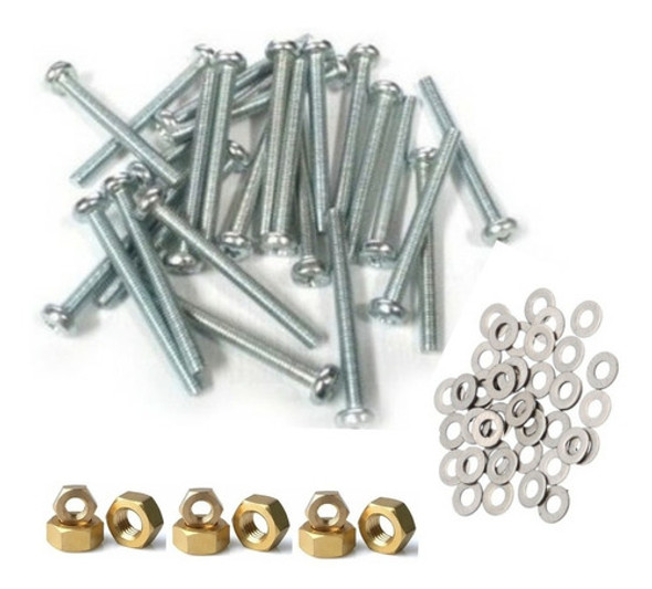 Tornillos M3 X 12mm Pack X 100 Unid Con Tuercas Y Arandelas 0