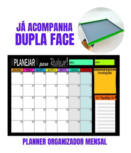 Quadro Planejador Organizador Mensal 29x40cm + Caneta 1