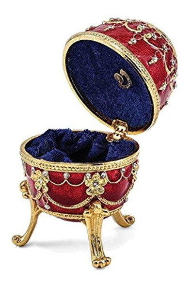Saris Y Cosas Bejeweled Imperial Red Musical Jewelry Egg 0