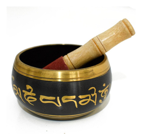 Cuenco Tibetano 7 Metales Nepal Tallado 10 Cm C/ Baqueta 0