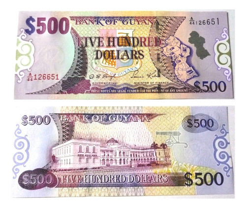 Guyana Billete 500 Dolares 2002 Unc Pick 34b 0