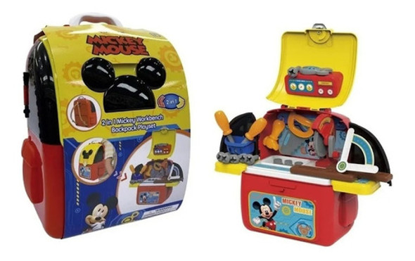 Valija Mochila Mickey Banco Herramientas Set Backpack 2 En 1 0