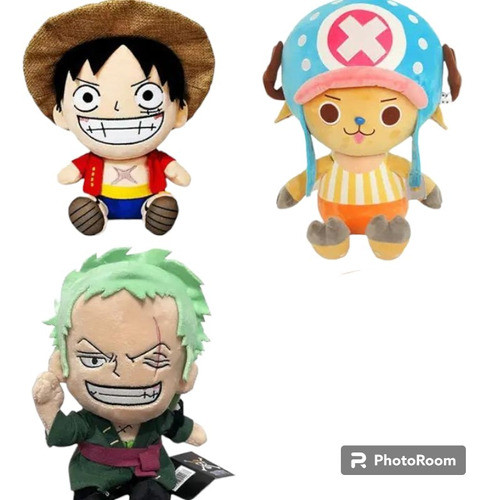 3 Peluches One Piece Monkey D. Luffy Zoro E Chopper Macias 1