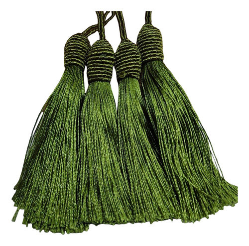 Pingente Franja Tassel Seda Tulipa Verde Oliva -kit Com 12un 0