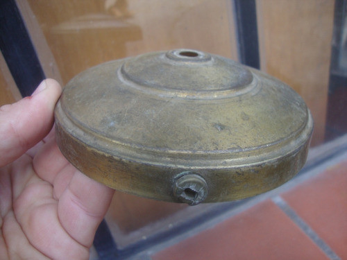 Antigua Base De Lampara De Bronce 13,4 Diam X 3,8 Alto 1