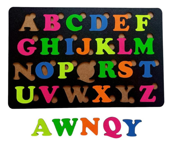 Brinquedo Pedagógico Educativo Preto  E Alfabeto Neon Em Mdf 0 Brinquedo Pedagógico Educativo Preto  E Alfabeto Neon Em Mdf 0