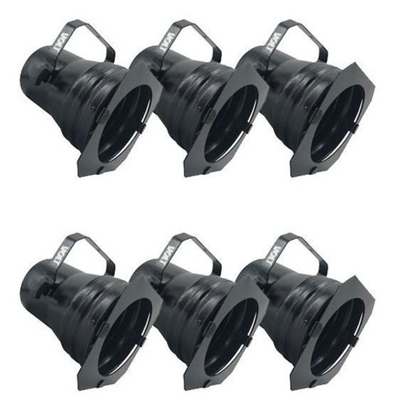 Kit 6 Unidades - Canhão Refletor Spot Par 38 Preto Porta Gel 0