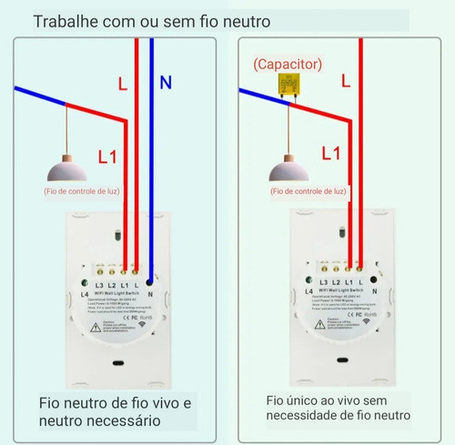 Interruptor Tuya Wifi Inteligente Sem Neutro Wi-fi + Rf 01 1