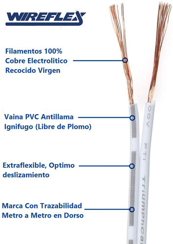 Cable Paralelo Bipolar 2x2,5 Mm X50 Mts Blanco Velador 1