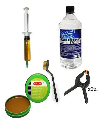 Kit Para Tecnico Pasta Soldar Isopropilico Flux Cinta Hilo 0