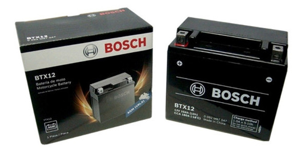 Bateria Moto Gel Agm Ytx12-bs = Bosch Btx12 12v 10ah 1